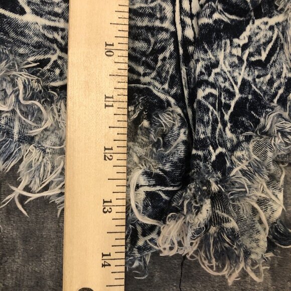 Aphrodite Distressed Stretch Denim Shorts Blue Acid Wash Made In USA Size S - Picture 9 of 10